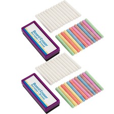 Emraw Eraser 12 White Chalk Dustless Chalk Non-Toxic 12 Color Chalkboard Scho...