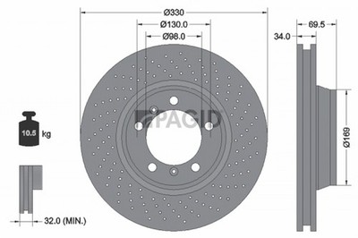 1x PAGID Bremsscheibe 54500NHC für PORSCHE 911 997 996 Targa 991 992 718 BOXSTER