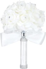 Ramo Grande De Flores De Novia Artificial Con Rosas Dama de Honor Bodas Fiestas