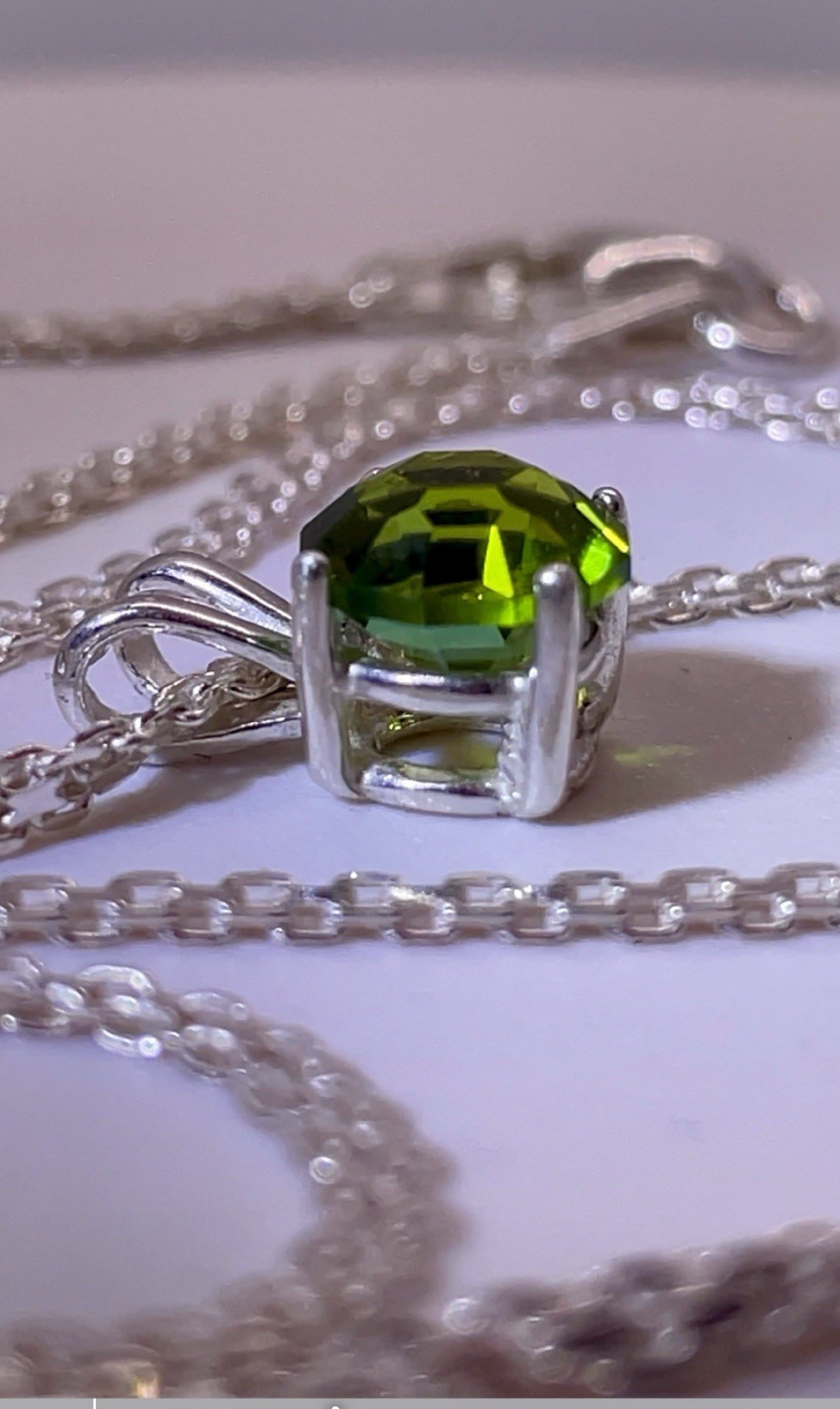 Natural Faceted Green Tourmaline 925 Sterling Silver Pendant Jewelry