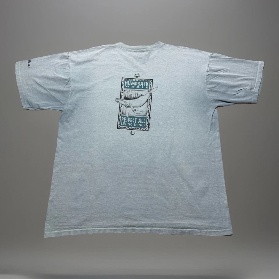 Camiseta De Colección Años 90 Verde Forever Desteñida Tierra Jorobada Ballena Océano Naturaleza - XL Foto 2 de 4