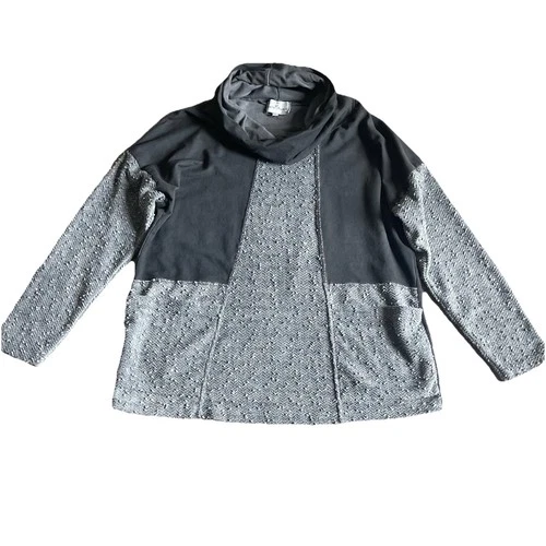 Belle France Mixed Media Tunic Large Cowl Neck Baubles Large Pockets Lagenlook