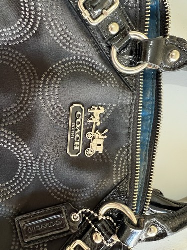 Coach Madison Dotted Op Art Sophia Satchel Bag Black Purse Handbag Black #15935 - Picture 2 of 17