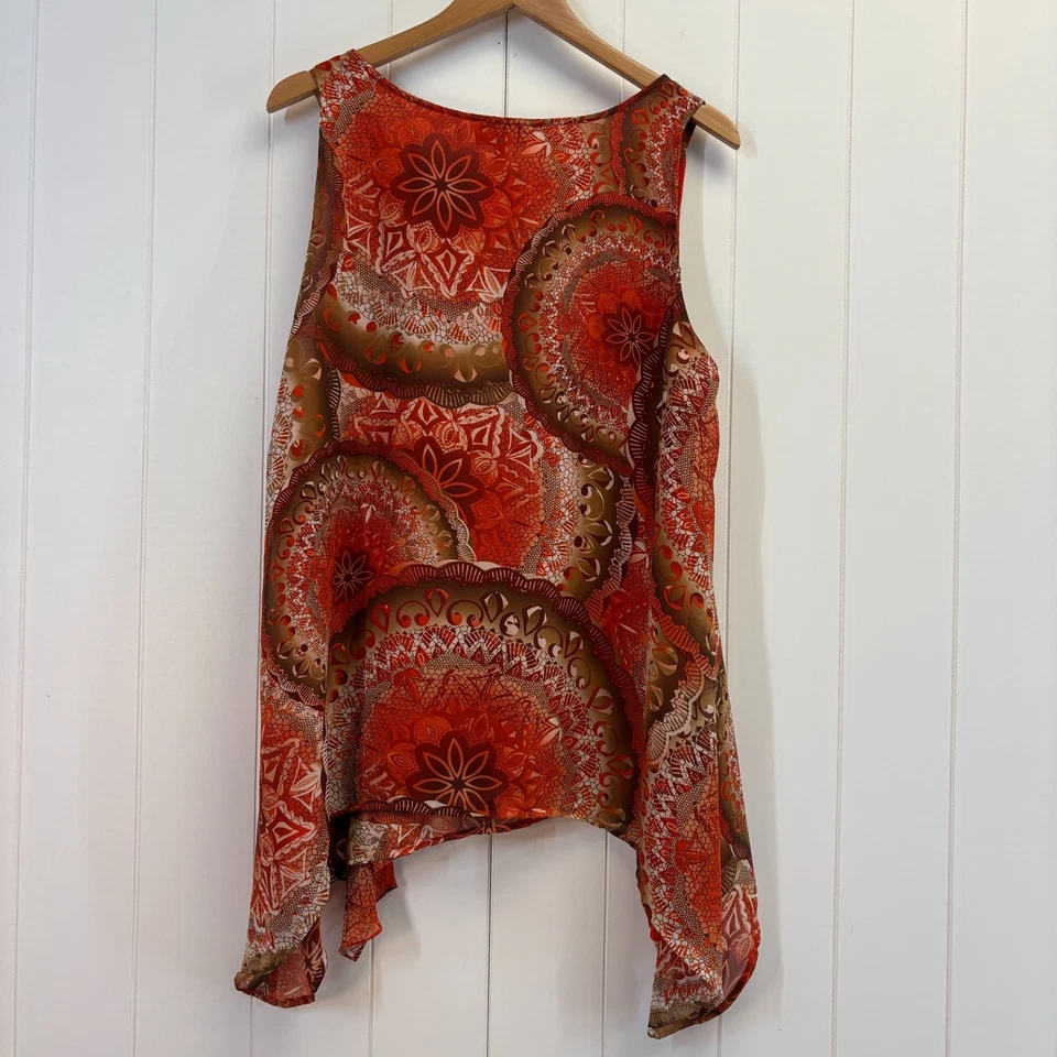 Camiseta sin mangas vintage de moda Bug para mujer boho oficina chifón talla L pañuelo dobladillo Foto 2 de 4