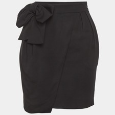 Valentino Black Crepe Bow Detail Mini Skirt M