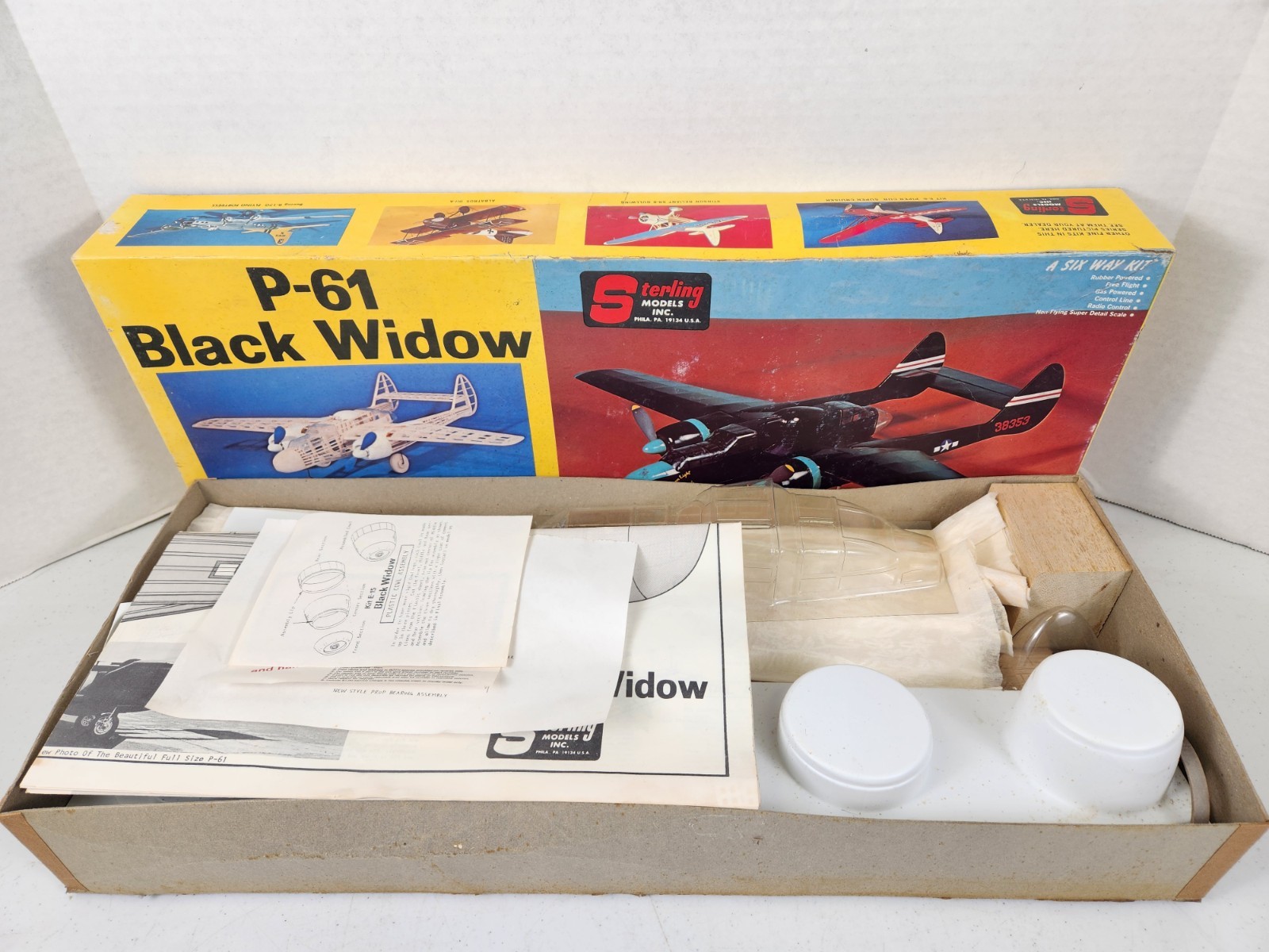 Vintage Sterling Models P-61 Black Widow balsa Model Airplane kit E-15 UNBUILT! 