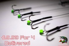 SIZE 4 PIKE RIG SNAP TACKLE DEADBAIT FISHING PREDATOR RIG WIRE TRACE TREBLE HOOK