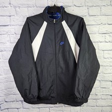 Vintage Nike Jacket Mens Size Large Black Full Zip Windbreaker Pockets Y2K 2000s