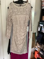 Phase Eight Cream Lace lined Ruched Bodycon Dress Size 18