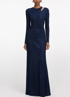 Self Portrait NAVY RHINESTONE DRESS $970 Size US 6 UK 10
