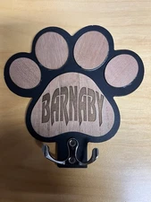 Personalised Cute Puppy Hook Wooden Dog Leash Holder Wall Hanger with Name 