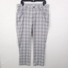 Peter Millar EB66 Pants Mens 35x32 Gray Plaid Golf Performance 5 Pocket Stretch