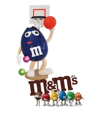 VINTAGE M&M Candy Dispenser Basket Ball Player M&M + 2 Family Size Bags Included