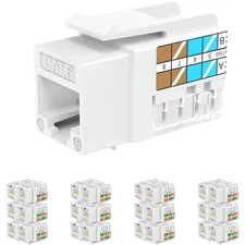 RJ45 Keystone Jack Cat6 10G Support, Jacks UTP 25 Pack for Wall Plate and Patch