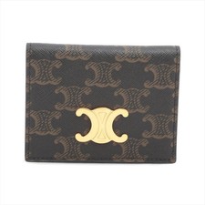 Celine Triomphe Leather Card Case Brown
