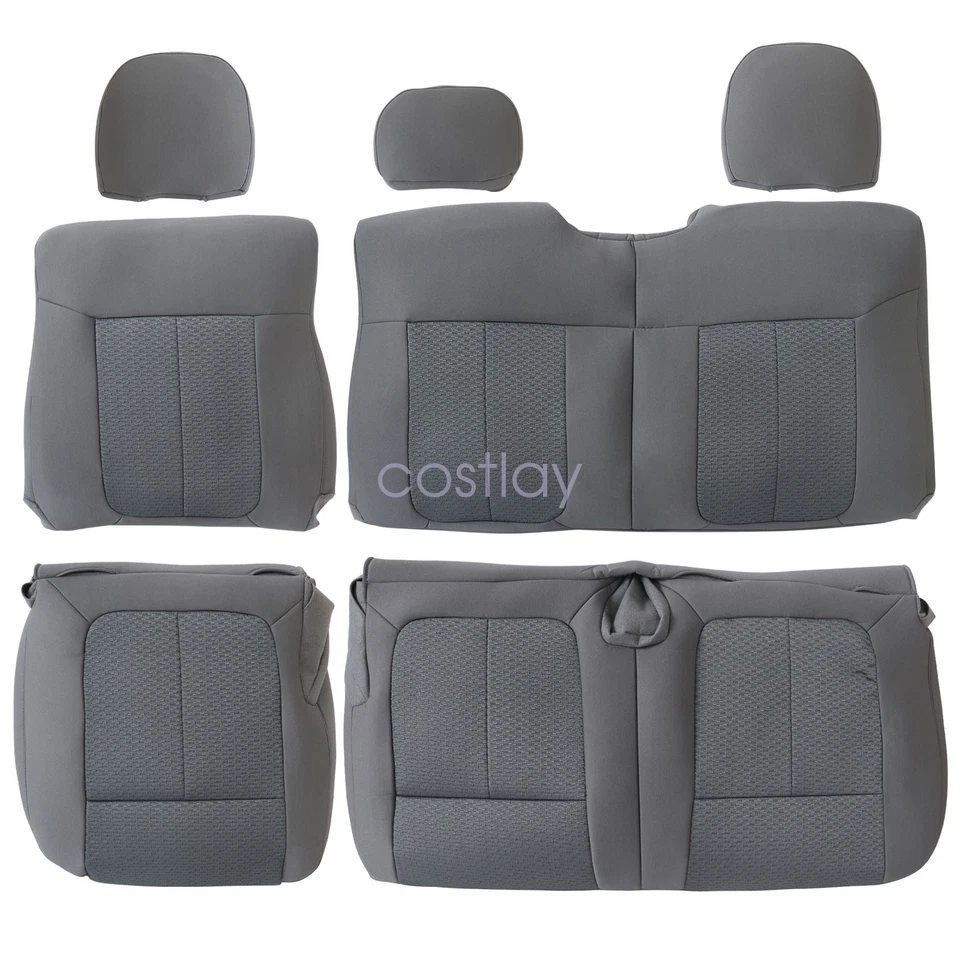 For 2011-2014 Ford F-150 Lariat Front & Second Row Replacement SEAT COVER Gray - Image 4 of 4