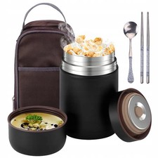 Thermobehälter für Essen Edelstahl Warmhaltebehälter mit Löffel Thermo Lunchbox