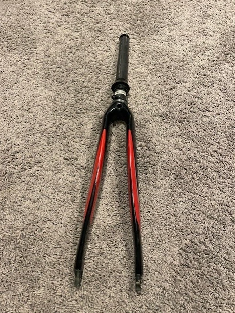 2009 Specialized S works Carbon Tapered Fork 700c 9x100mm QR Matte Black Red - Image 2 of 4