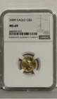 2009 $5 American Gold Eagle 1/10 Oz NGC MS69