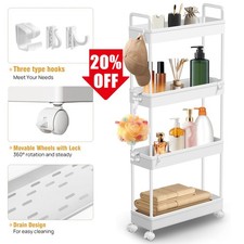 4 Tier Slim Slide Out Kitchen Trolley Rack Holder Storage Shelf Organiser