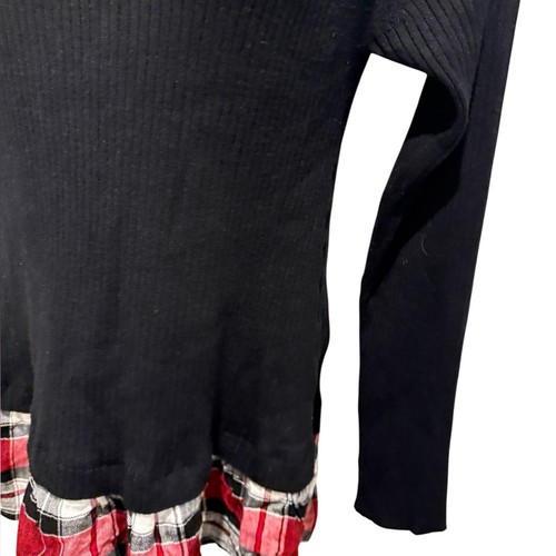 TORRID DAMEN SCHWARZ GERIPPT & ROT KARIERT 2FER HI-LO PULLOVER GRÖSSE 0/L - Bild 7 von 13