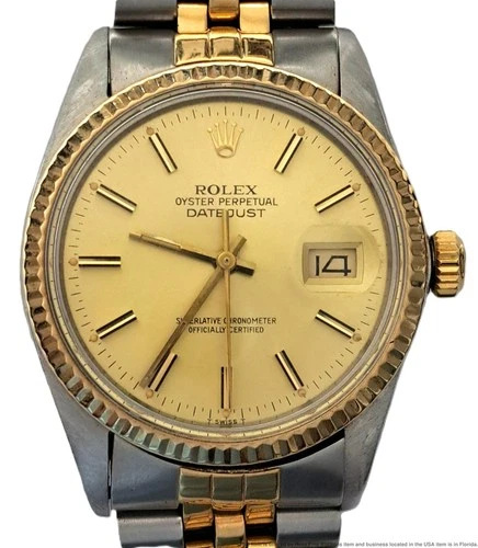 Cool Vintage Rolex Yellow Gold Stainless Steel Mens Wrist Watch 36 mm 16013