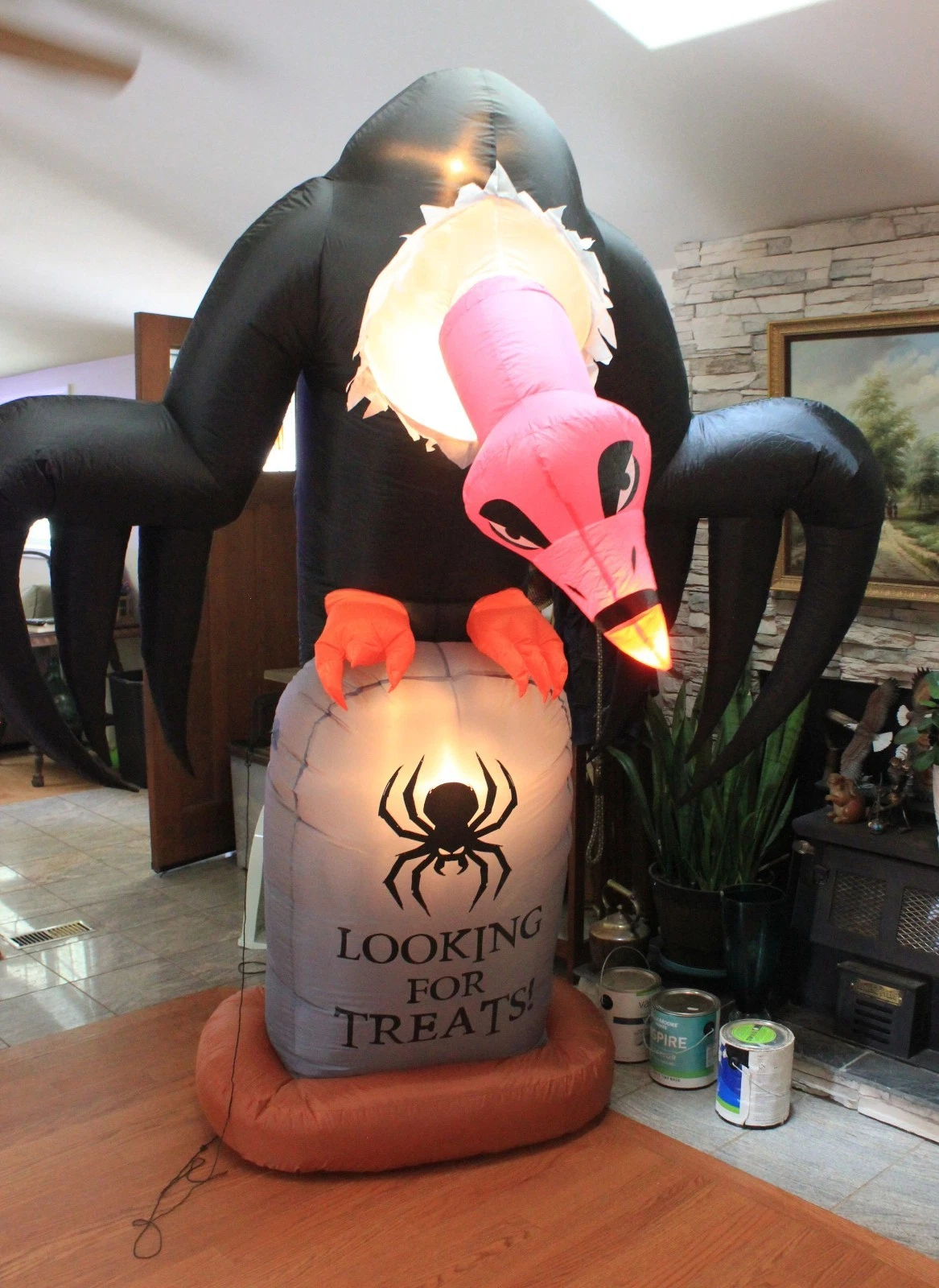 Gemmy 7.5' Self-Inflatable Animated Halloween Vulture on Tombstone Decoration