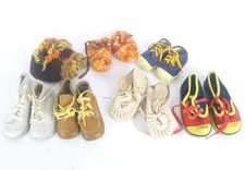 Vtg Baby Leather High Top Shoes 1970's Lot of 7 Pairs Infant Toddler Booties