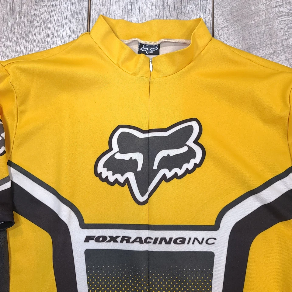 Fox Racing Mens Cycling 3/4 Jersey XXL Yellow Black Cycling Short Sleeve Vintage Foto 4 de 4