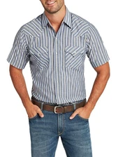 Men's Ely Cattleman Short Sleeve Stripe Western Snap Shirt