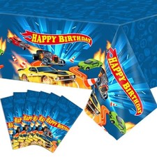 6Pieces Hot Car Themed Plastic Tablecloth Hot Race Car Birthday Party Plastic