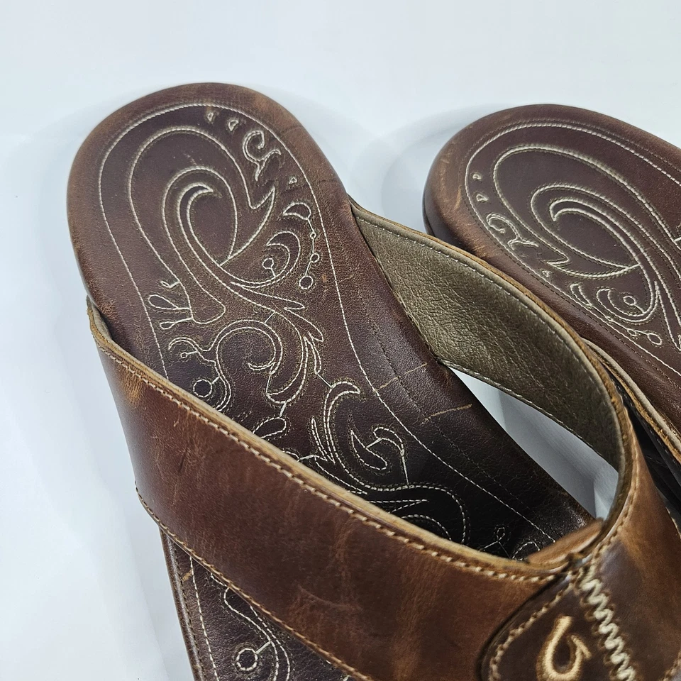 Sandalias de tanga de cuero marrón Olukai Mekila 10488-8787 para hombre talla 14 Foto 4 de 4