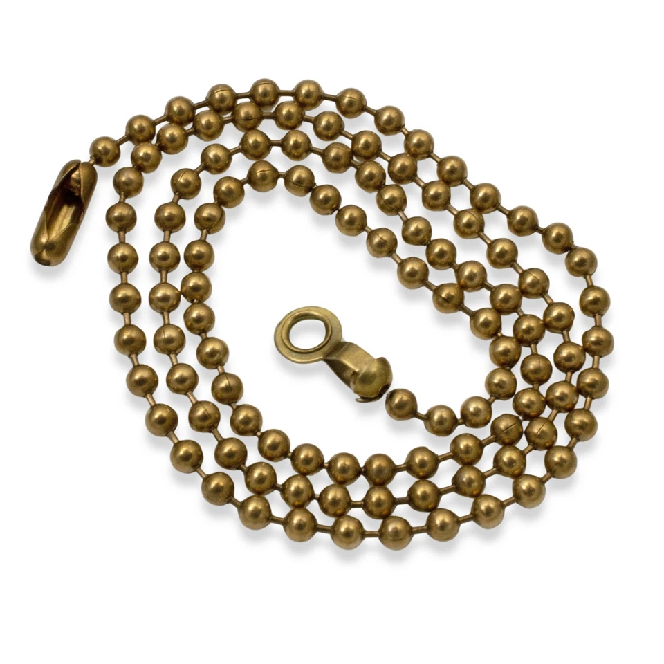 Antiguo juego de tiradores de ventilador de techo de latón, paquete de 4 cadenas de bolas y conectores Foto 3 de 4