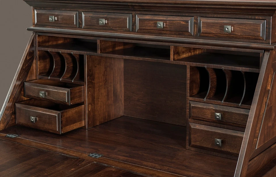 Escritorio Amish tradicional secretaria tapa elevadora ranuras para letras madera maciza EE. UU. Foto 3 de 4