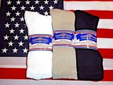 Diabetic Crew Socks Physicians Choice 3 pair -6 or 12 pair Tan or White or Black