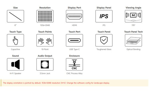 Waveshare 8in 2K Capacitive Touch Display 1536×2048 for Raspberry Pi - Picture 12 of 16