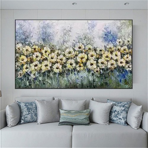 Hand Painted oil Painting Yellow Flower Abstract art wall Living room