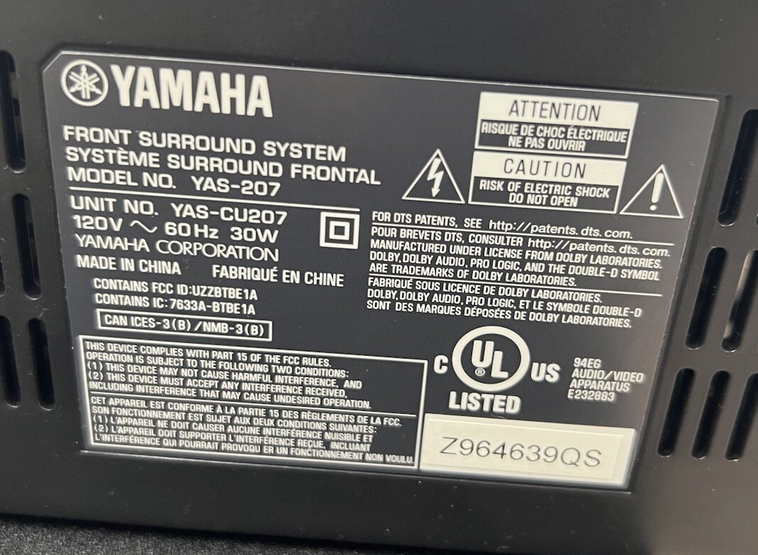 Yamaha YAS-207 & NS-WSW42 200W 2.1-Channel Soundbar System W