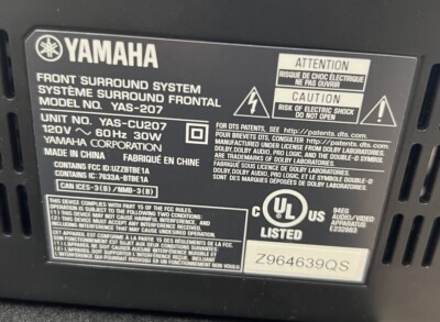 Yamaha YAS-207 & NS-WSW42 200W 2.1-Channel Soundbar System W