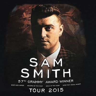 Sam Smith 2015 Tour 2-sided T-shirt Concert Singer Pop R&B Grammy Award Winner