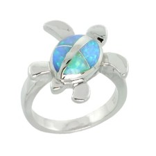 Sterling Silver Opal Sea Turtle Ring