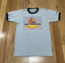 Vintage Verbatim Great Performer Single Stitch Ringer T-Shirt Screen Stars New M