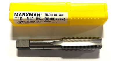 Marxman 11/16-16 Hand Tap HSS Plug Tap 4 Flute H3 Bright Finish USA Made 82951