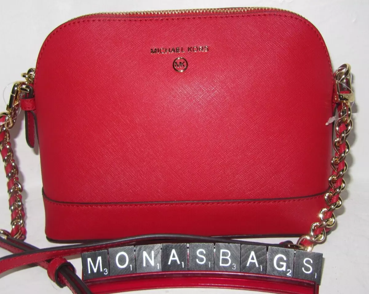 A Michael Kors Large Crossgrain Leather Dome Crossbody Bag