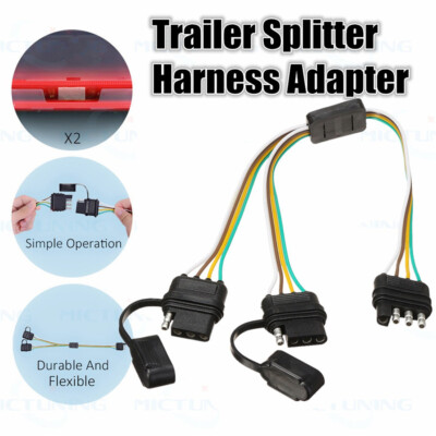 Flat 4-Way 4 Pin Trailer Y-Splitter Harness LED Tailgate Light Bar For Truck