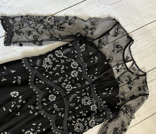 Montage by Mon Cheri Black Lace Sleeved MOB Formal Dress, Size 8 Sequin - Picture 6 of 21