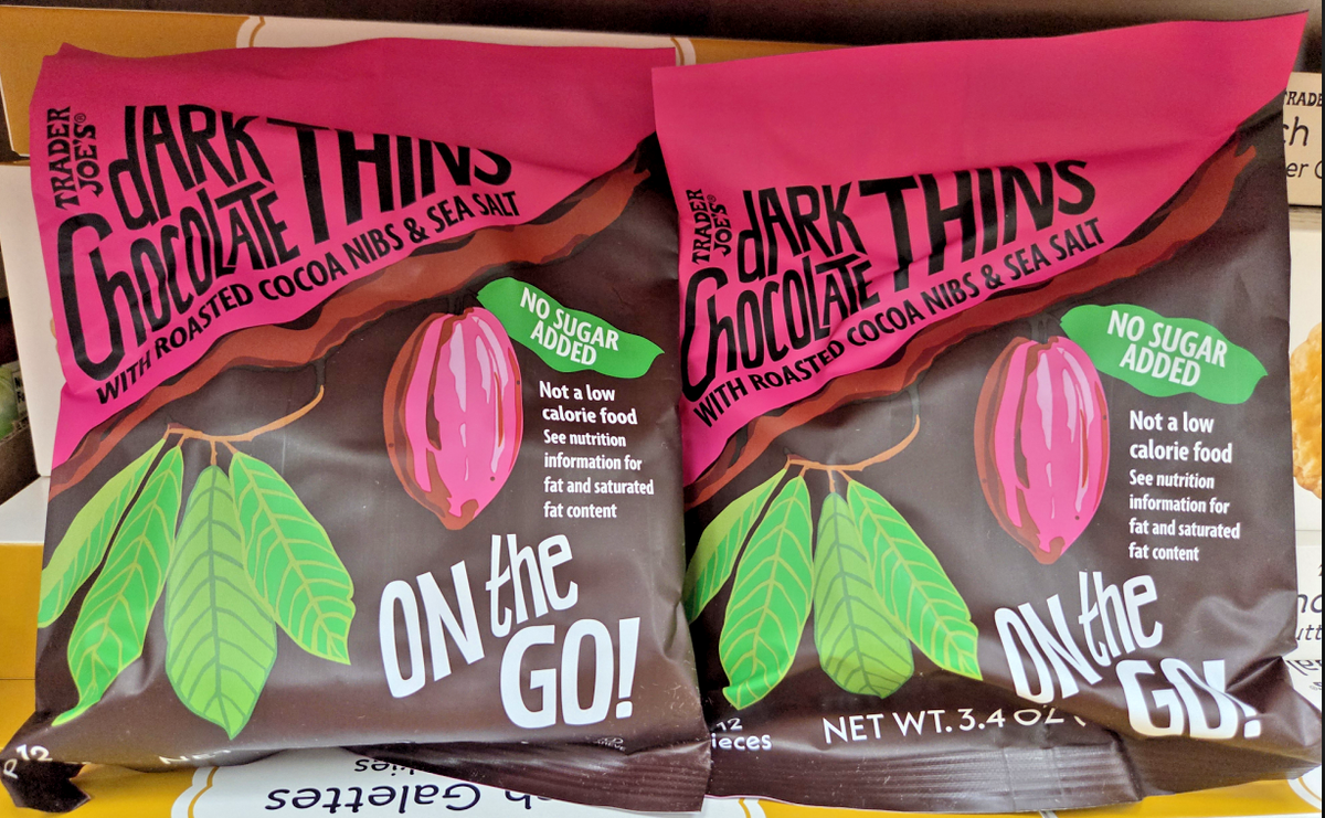 Trader Joe's Dark Chocolate Thins Roasted Cocoa Nibs & Sea Salt