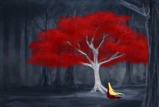 Anime fantasy art trees red blonde Custom Gaming Mat Desk