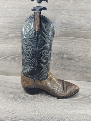 VTG Men’s Cowboy Boots USA Made Leather Exotic Print Sz 8.5D Western Pointed Toe Men main image 3