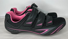 Venzo Cycling Shoes with 3 Straps in Black  Pink With Cleats
